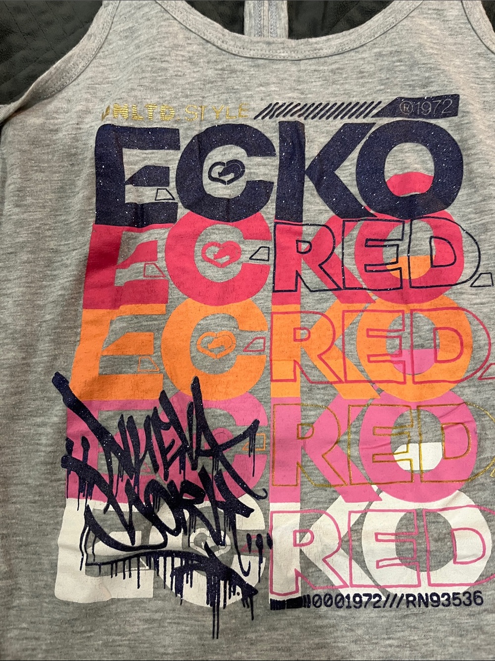 Ecko Unlimited Y2k Gray Racerback Tank with Gold Logo - Picture 3 of 6